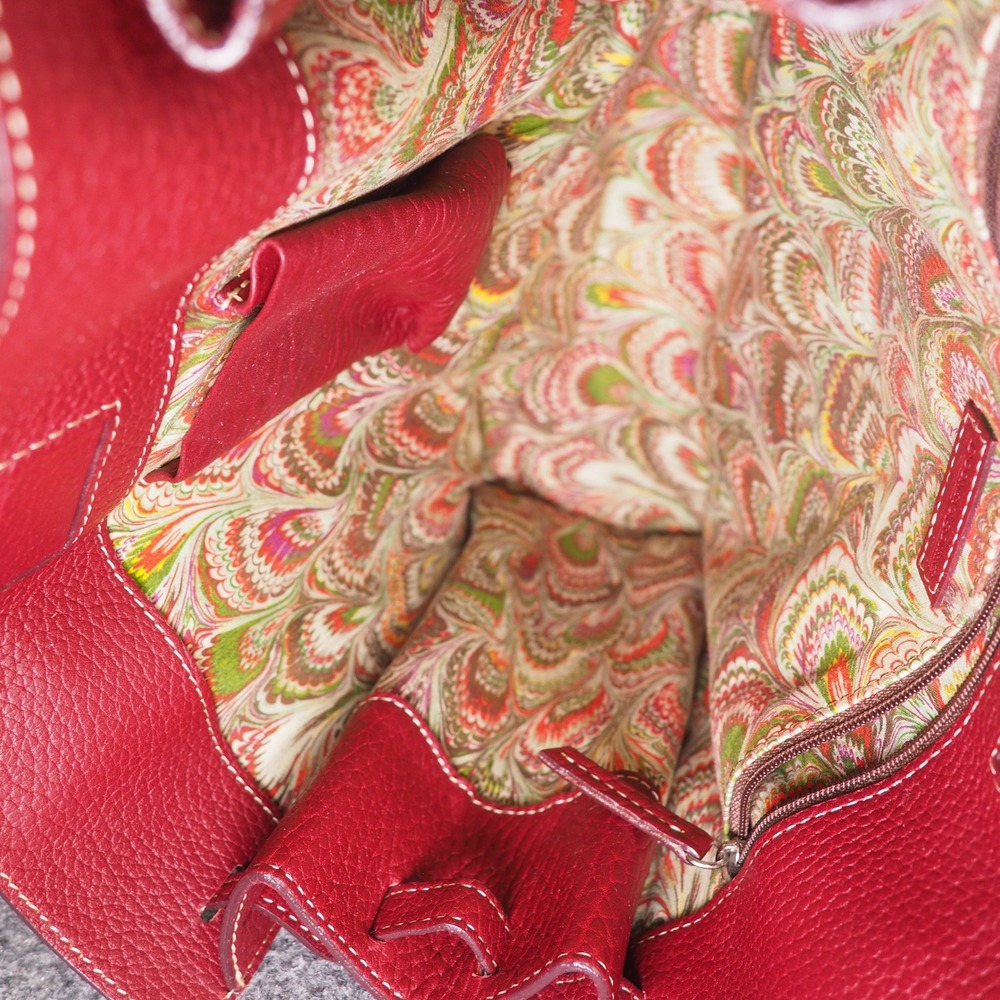 Dooney & Bourke City Barlow Satchel Burgundy Pebbled Leather Tassel Bag - Picture 11 of 16